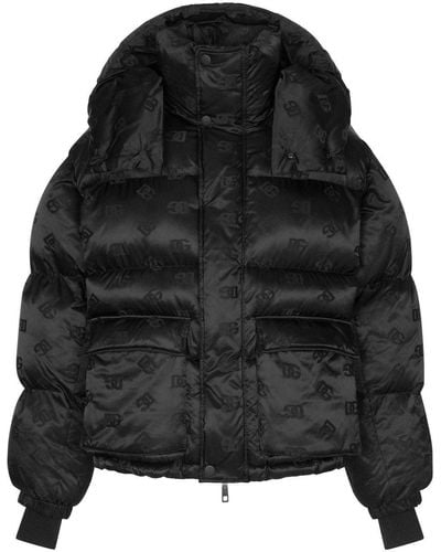 Dolce & Gabbana All-over Logo-print Padded Jacket - Black