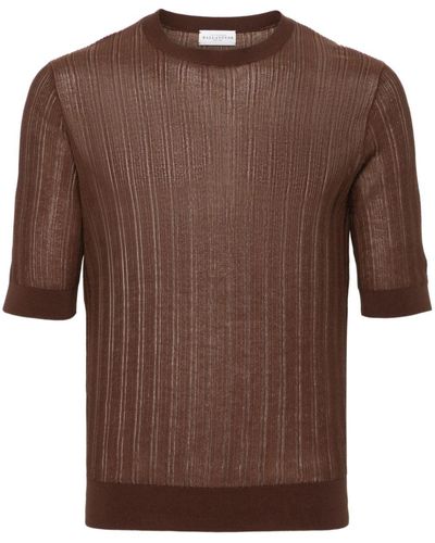 Ballantyne Short-sleeves Ribbed Sweater - Brown