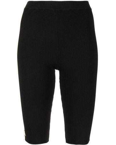 Saint Laurent Ribbed Knit Rider Shorts - Black