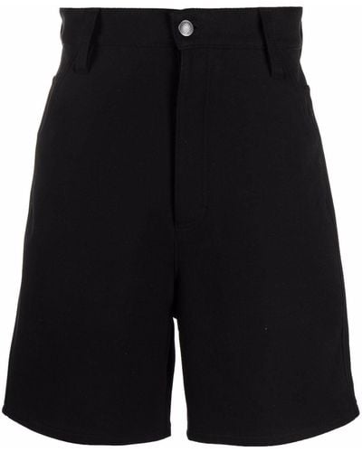 Ami Paris Wide-leg Denim Shorts - Black