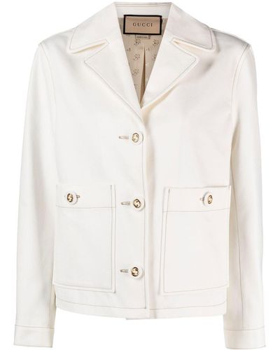 Gucci Single-breasted Cotton Jacket - White