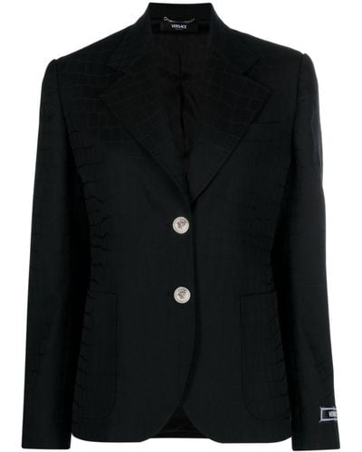 Versace クロコパターン ジャケット - ブラック