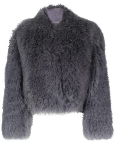 Ferragamo Shearling Cropped Jacket - Gray