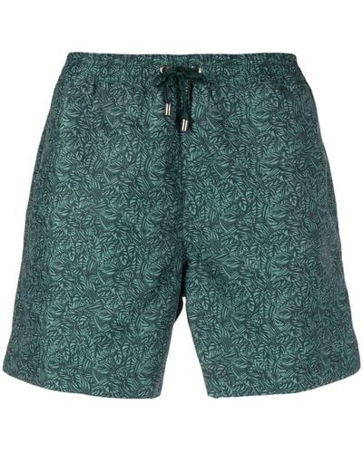 Sunspel Leaf-print Swim Shorts - Green