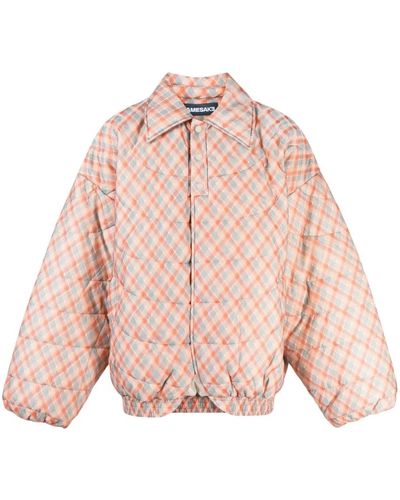 NAMESAKE West Polo Checked Padded Jacket - Pink
