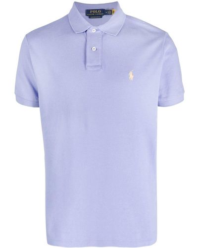 Polo Ralph Lauren Embroidered-logo Short-sleeved Polo Shirt - Blue