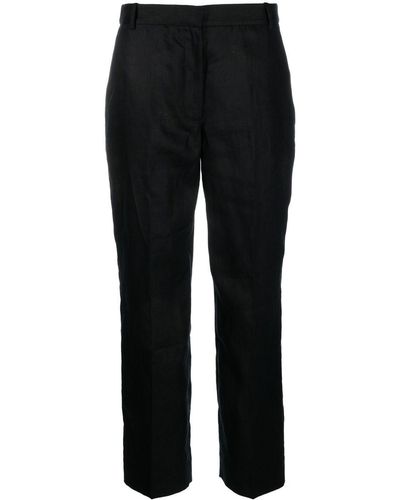 Calvin Klein Linen Cropped Trousers - Black