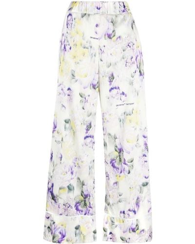 Off-White c/o Virgil Abloh Floral-print Palazzo Trousers - White