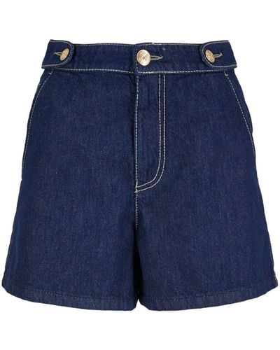 Emporio Armani Pantalones vaqueros cortos con costuras en contraste - Azul