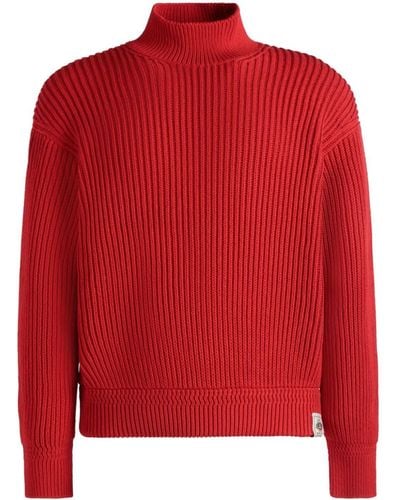 Bally Gerippter Strickpullover mit Stehkragen - Rot