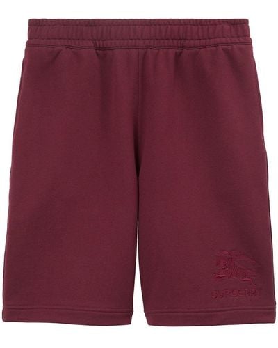 Burberry Ekd-motif Cotton Shorts - Red