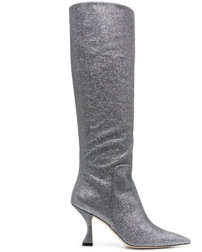 Stuart Weitzman Crystal-embellished Boots - Grey