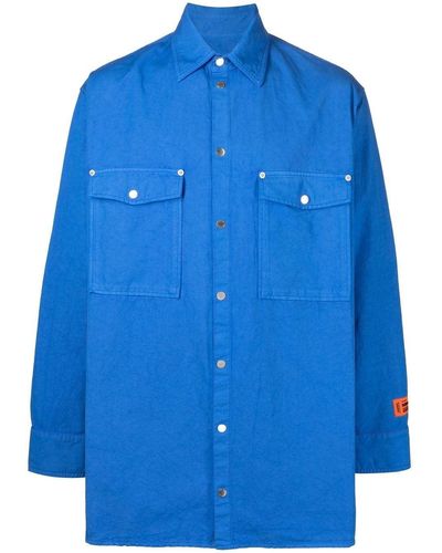 Heron Preston Chemise boutonnée à patch logo - Bleu