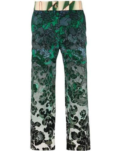 Pierre Louis Mascia Floral-print Straight Trousers - Green