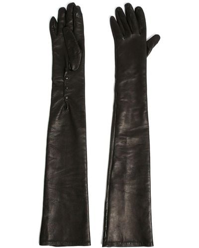 Erdem Long Leather Gloves - Black