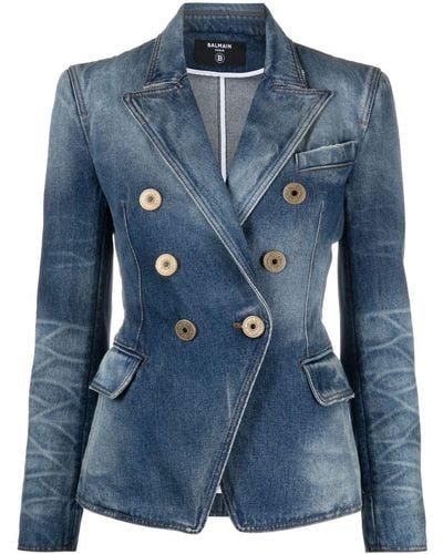 Balmain Tailored Denim Jacket - Blue