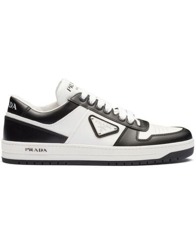 Prada Downtown Brand-plaque Leather Low-top Trainers - White
