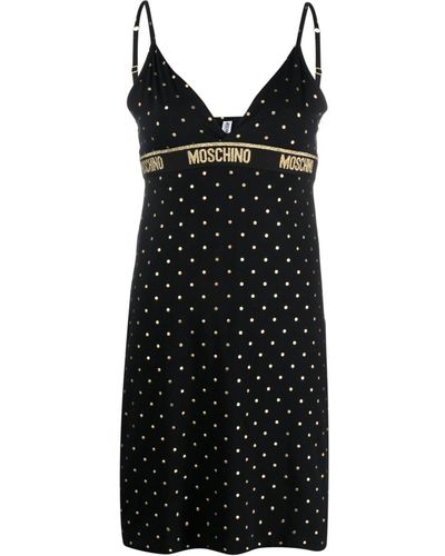 Moschino Vestido con lunares y cuello en V - Negro