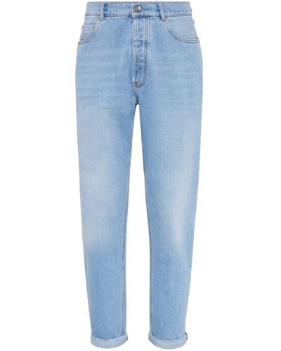 Brunello Cucinelli Jeans Met Toelopende Pijpen - Blauw