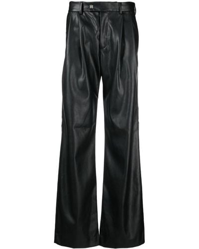 Amiri Pantalones de piernas ancho de cuero de faux - Negro