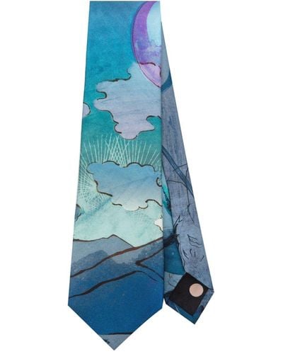 Paul Smith Cravate en soie à imprimé graphique - Bleu