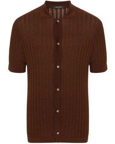 Tagliatore Jesse Pointelle-knit Polo Shirt - Brown