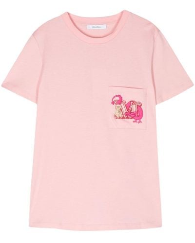 Max Mara Camiseta con monograma estampado - Rosa
