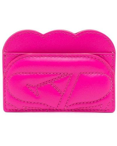 Alexander McQueen Matelassé-effect Leather Cardholder - Pink