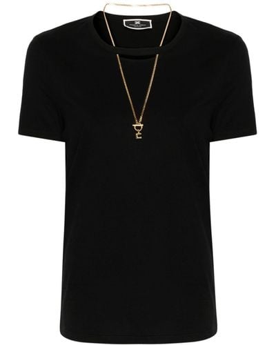 Elisabetta Franchi Necklace Detail T-Shirt - Black