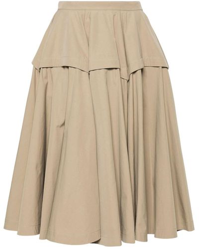 Bottega Veneta Pleated Midi Skirt - Natural