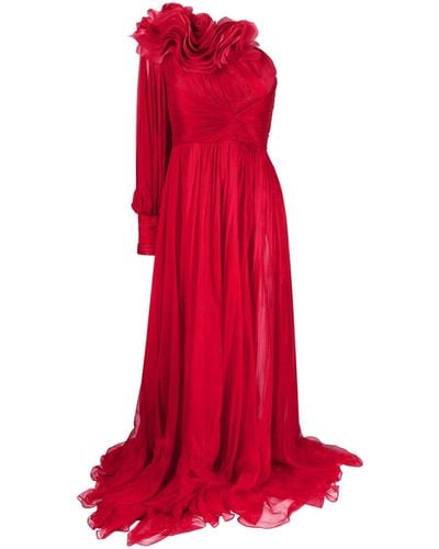Iris Von Arnim Hellen Ruffled Silk Gown - Red