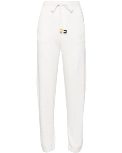 Elisabetta Franchi Logo-jacquard Fleece-texture Track Trousers - White