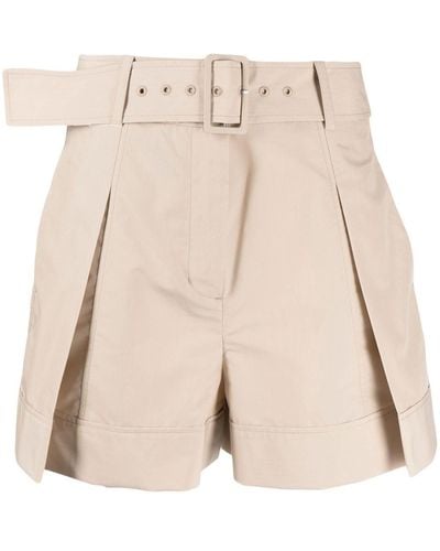 3.1 Phillip Lim Pleat-detailing Belted Shorts - Natural