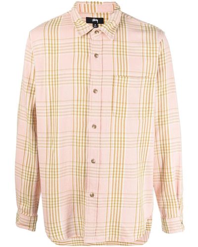 Stussy Tartan Long-sleeve Cotton Shirt - Natural