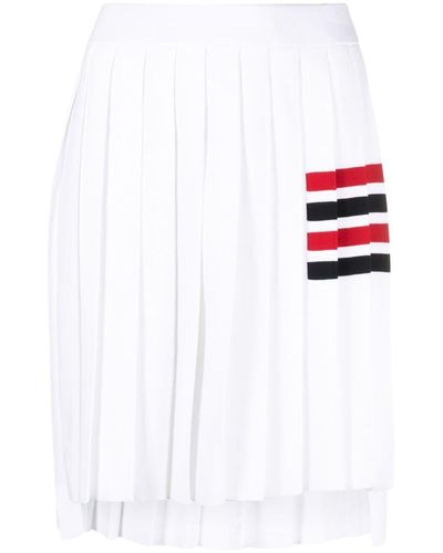 Thom Browne Falda plisada con motivo 4-Bar - Blanco