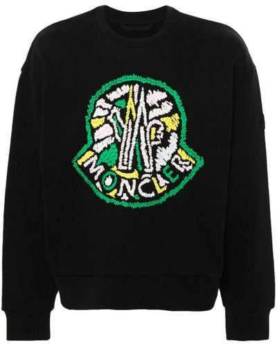 Moncler Logo-embroidered Cotton Sweatshirt - Black