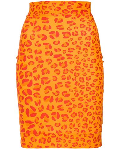 Amir Slama Leopard Print Skirt - Orange