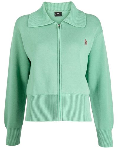 PS by Paul Smith Big-pony Zip-up Cardigan - Green