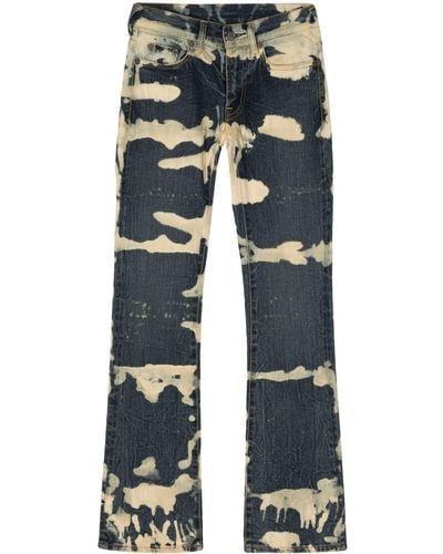Stain Shade Bleached Bootcut Jeans - Blue