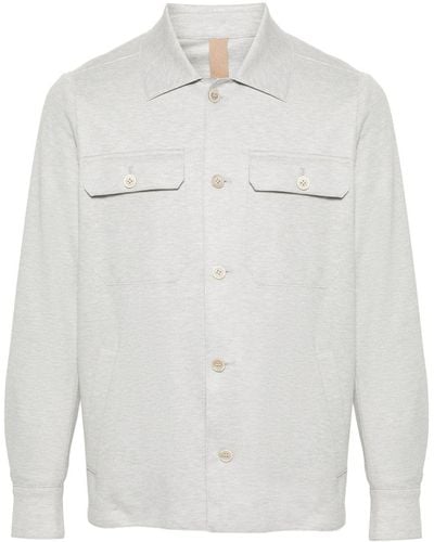 Eleventy Mélange-effect Shirt Jacket - White