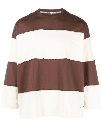 Sunnei Three-quarter Sleeved Cotton T-shirt - Brown