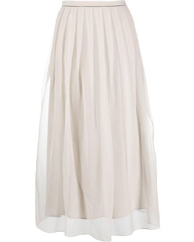 Brunello Cucinelli Long Skirt With Layered Design - White