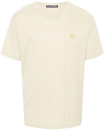 Acne Studios Face-logo-patch Cotton T-shirt - Natural