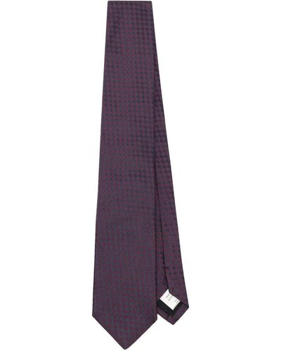 Lardini Geometric Patterned-jacquard Silk Tie - Purple