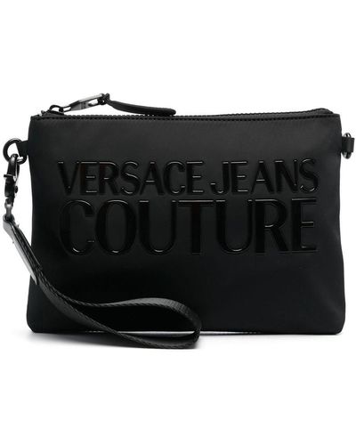 Versace Pochette zippée à patch logo - Noir
