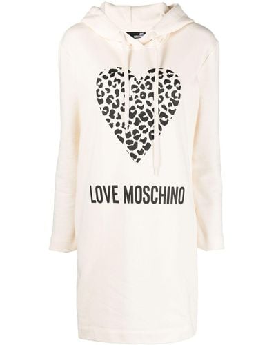 Love Moschino Vestido estilo sudadera con capucha y logo - Blanco