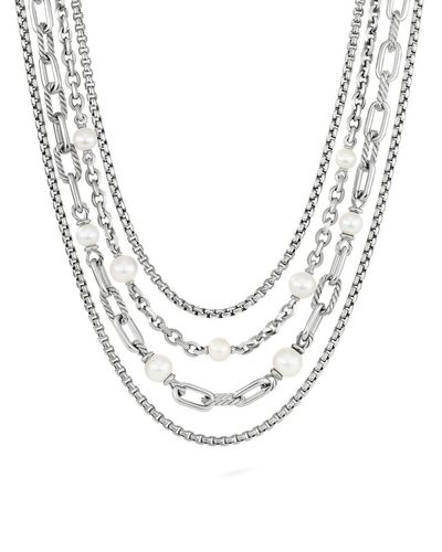 David Yurman Layered Pearl Chain Necklace - Metallic