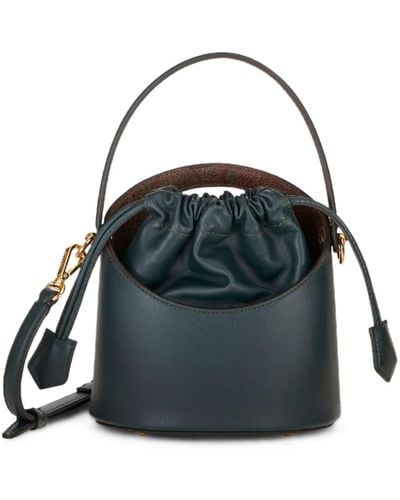 Etro Mini Saturno Leather Bucket Bag - Black