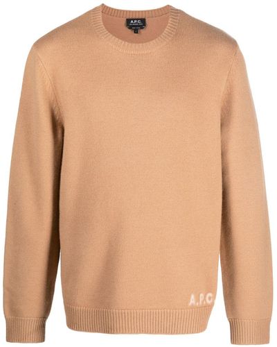 A.P.C. Edward Logo-intarsia Wool Sweater - Brown