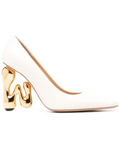JW Anderson 105mm Sculpted-heel Leather Court Shoes - White